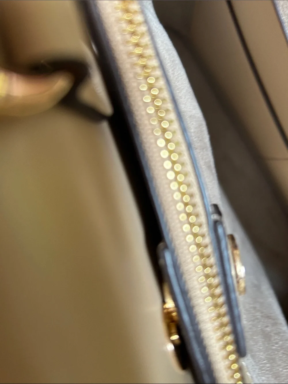 Michael Kors Taupe Croc-Embossed Satchel with Gold Chain